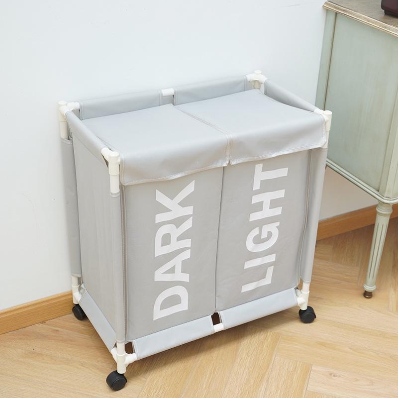 

Modern Double Compartment Oxford Cloth Rolling Laundry Basket світло-сірий колір