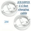 3/5/10pcs2M USB C Fast Charging Cable Type C to Type C PD Quick Charger Cord Data Sync Wire for iPhone 15 16 Samsung Galaxy S24 S23 iPad MacBook
