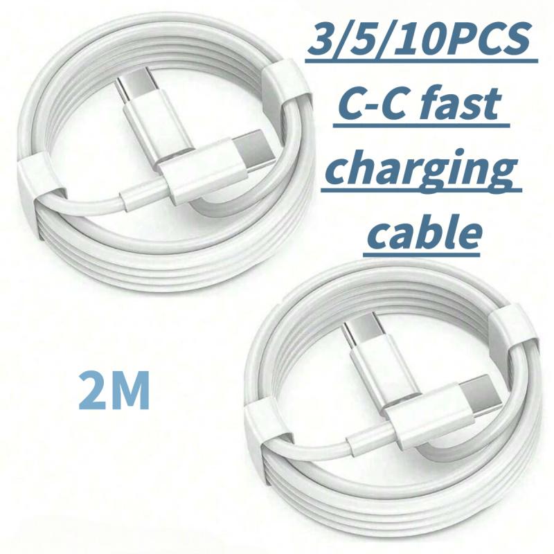 3/5/10pcs2M USB C Fast Charging Cable Type C to Type C PD Quick Charger Cord Data Sync Wire for iPhone 15 16 Samsung Galaxy S24 S23 iPad MacBook