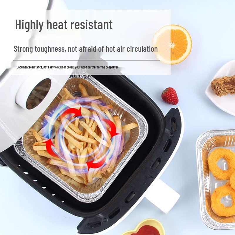 Thickened Square Aluminum Foil Baking Pan for Air Fryers and Ovens