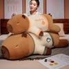 75/100cm Adorable Giant Cartoon Capybara Plush Doll Throw Pillow Wear Shirt Lying Capybara Plush Toy Home Decor Gentle Hug Best Present