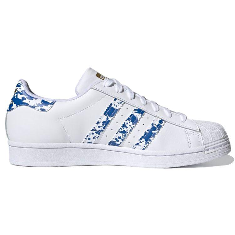 Adidas Superstar White Blue Splatter Unisex Sneakers Cloud-White Gold-Metallic FY7713