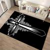 Cross and Leaf Gothic Design Rug Non-slip rug suitable for living room and bedroom sofas.