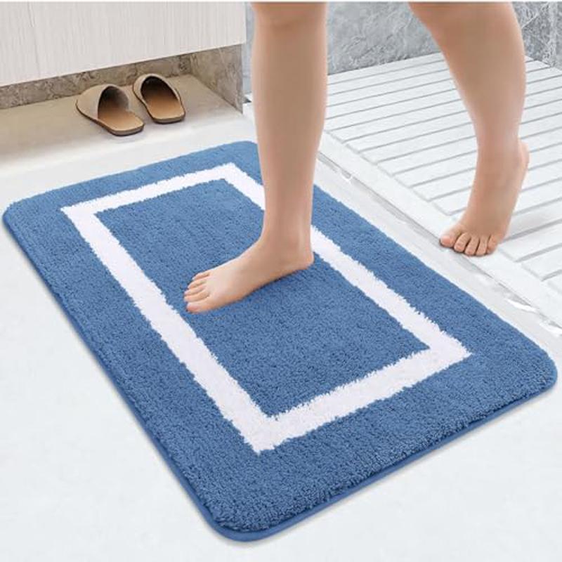 Olanly Large Bathroom Rugs Non Slip Bath Mats Bathroom Machine Washable Plush Carpet Room Floor Decor Absorbent Bath Rugs Shower