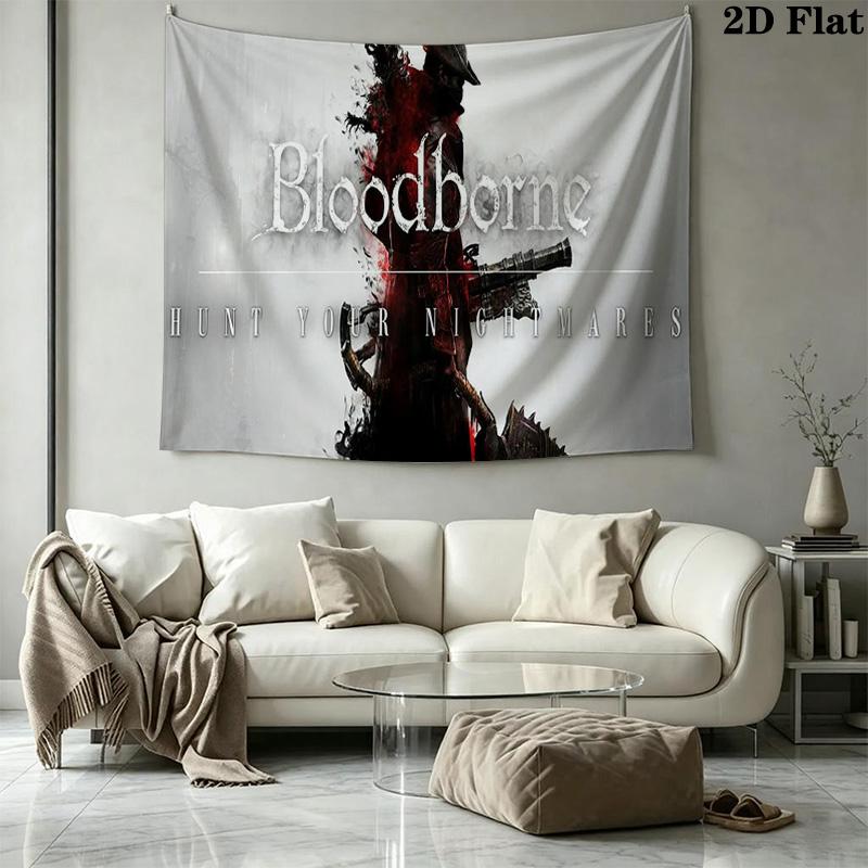 Bloodborne Wall Tapestry Aesthetic Wall Hanging Printed Fabric Blanket Decorative Tapestries for Bedroom Living Room Home Decor