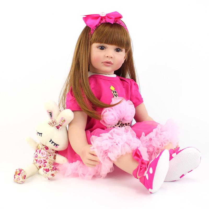 BZDOLL Newborn 60cm 24 Inch Reborn Baby Doll Cloth Body Soft Vinyl Lovely Princess Girl Play House Toy