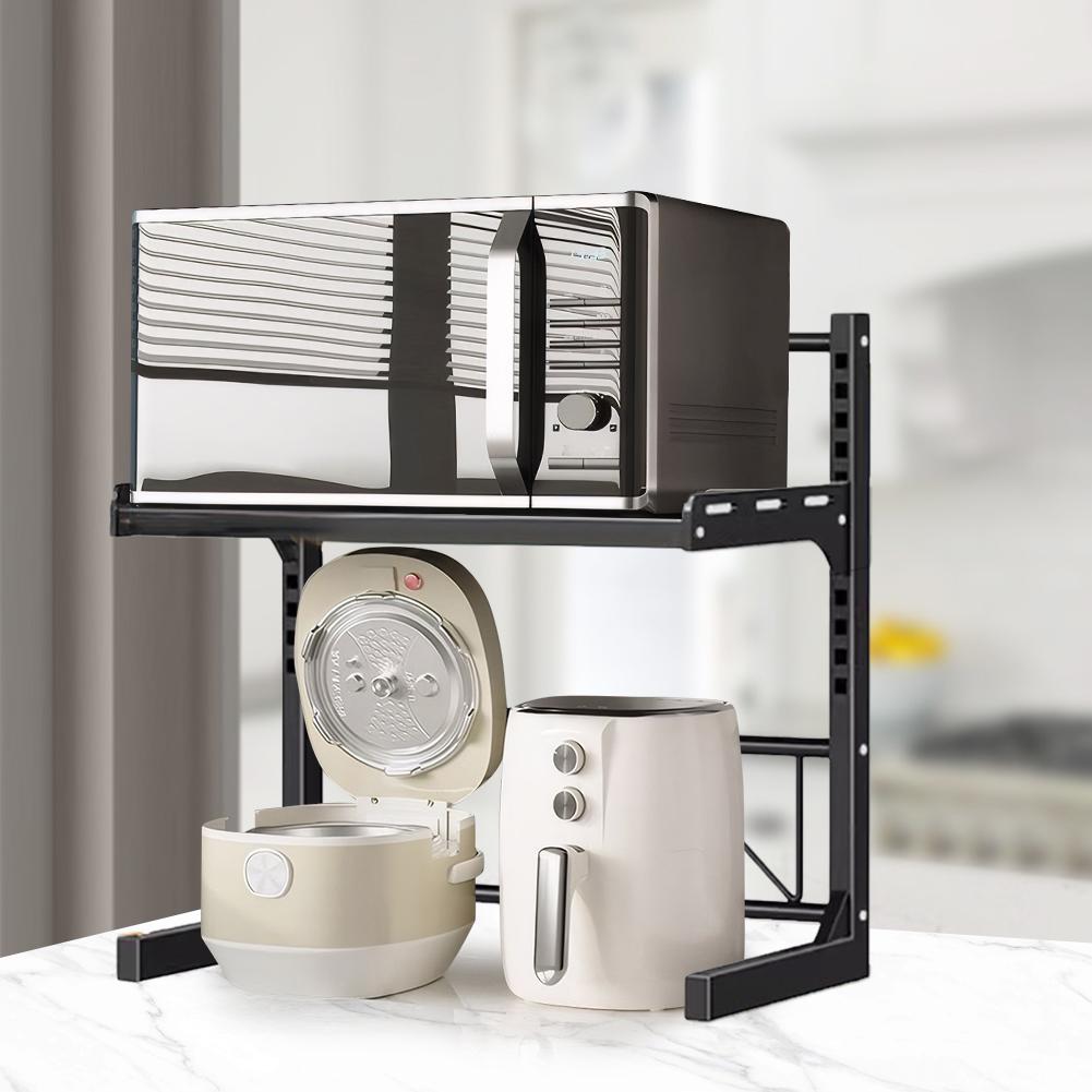2/3 Tier Extendable Microwave Stand Multi-Function Over Microwave Shelf Height Adjustable Kitchen Storage Rack for Home Office