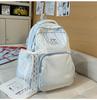 Mochila estilo universitario japonés para chica, mochila a rayas frescas con encaje, mochila escolar para estudiante, gran capacidad, mochila casual para estudiante de secundaria