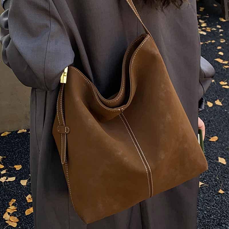 Foreign Temperament Large Capacity 2025 Autumn and Winter Retro Fashion Casual Commuting One-shoulder Cross-body Tote Bag for Women