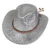 Glitzerndes Cowboyhut Unisex Westernstil Breiter Rand Fedora Hut für Party Festival Cosplay