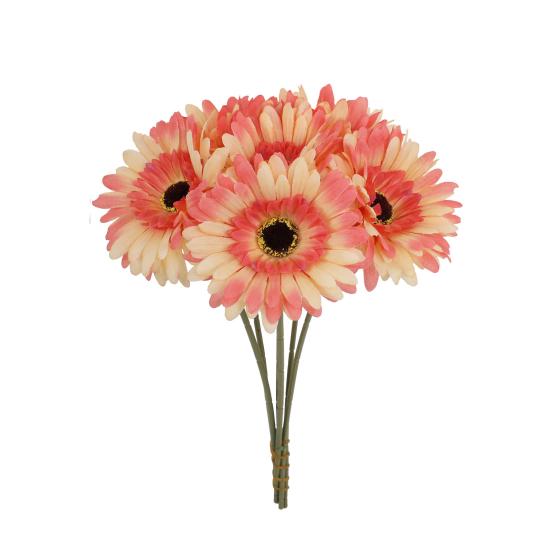 

6 Bundles Artificial Gerbera Flowers with Stems Fake Wildflower Bouquet for Wedding Party Table Centerpiece Indoor Home Vase Decor Floral Arrangement