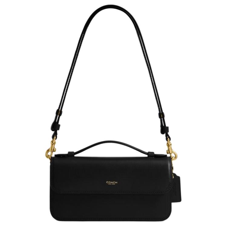 Coach Elora 21 Front Brand Logo Leather Shoulder Crossbody Handbag Small Women handbags Black CCY30-B4BK Basic Set (Bag+Dust Bag)