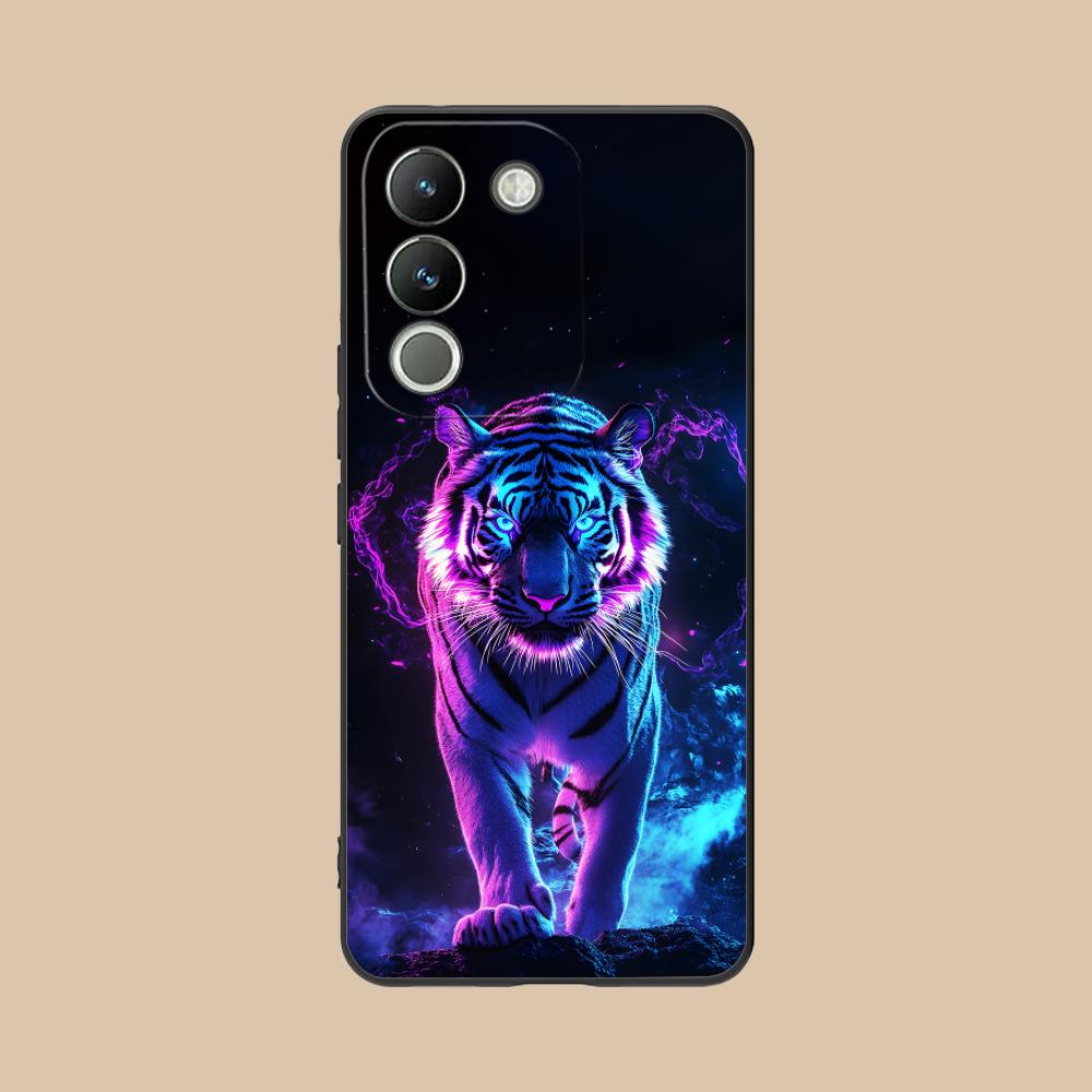 Tiger Neon Mobile Cell Phone Case for VIVO V60 V50 V40 V30 V29 V27 V25 V23 Pro Lite 5G Colorful Printing Cover Cover Smartphone