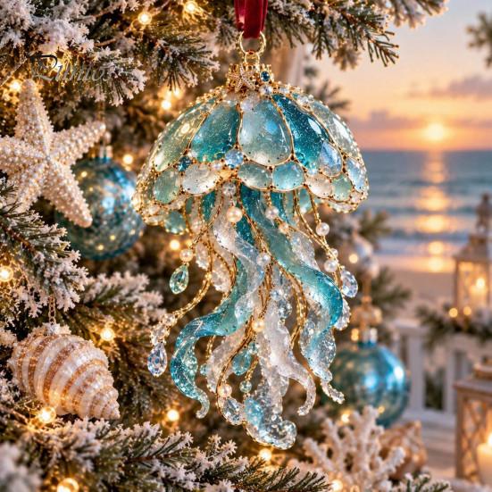 Modernes Wandbehang-Dekor Meerglas-Weihnachtsornament, Küsten-Schildkröte Walhai Oktopus Partygeschenke für Festivals Baumdekoration, Meeresinspiriert