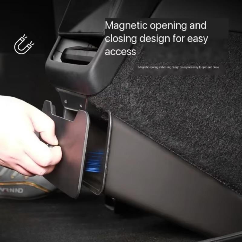 Rear Seat Storage Box Backseat Magnetic Suction Trash Can Garbage with Lid for New Tesla Model 3 Highland 2025 Car Accessories