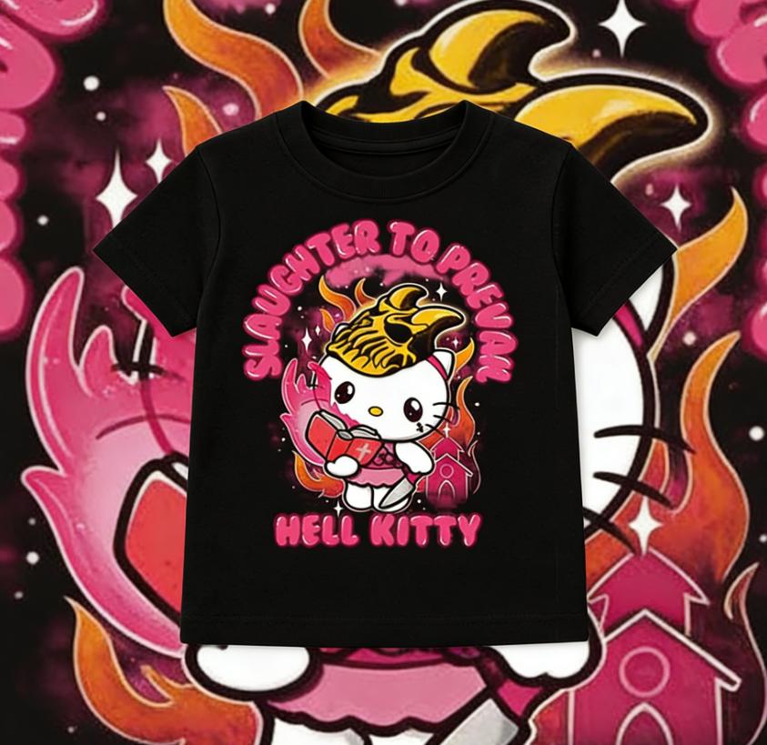 Sanrio 2026 Summer Comic Form Hello kitty Image 100 Cotton Printed Casual Tshirt Adult Children Parentchild Top Homewear Y2k