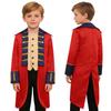 Costume da Bambino Esercito Britannico Coloniale: Cappotto Rosso Frac con Bordi Dorati & Spalline per Rievocazione della Guerra Rivoluzionaria