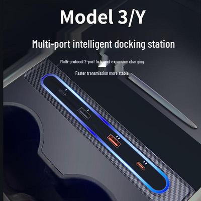 Tesla Model 3/Y Center Console Expansion Dock with Integrated Design and Innovative Hub Storage (New Model)