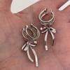 Ribbon aesthetic ear clips Women's tide cold ballet style ribbon bow No ear piercings Ear bone clips Student earrings