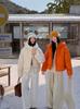 Premium sense super good-looking pumpkin orange hooded down jacket winter new small white duck down bread jacket