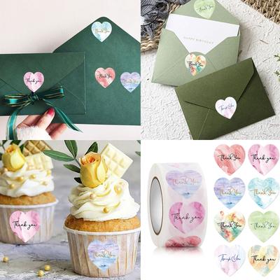 500Counts Thank You Labels 1Inch Heart Seal Sticker Thank You Sticker for Seal Envelope Packaging Wedding Valentines