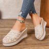 Woman Leather Summer Fashion Wedge Female Large Size Mid-heeled Platform Black New Comfortable Retro Sandals for Women