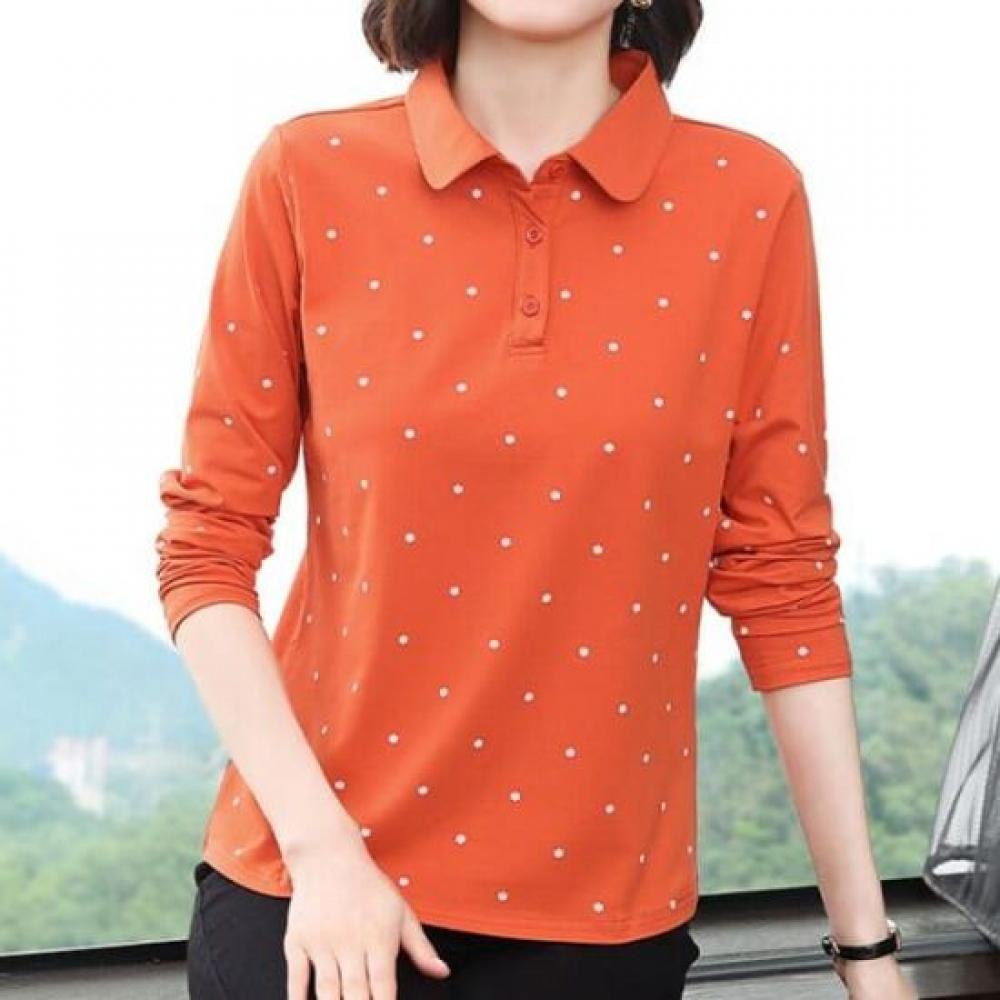 Navava NT2895 Snowflake PaTTern PoinT Collar Long Sleeve T shirT
