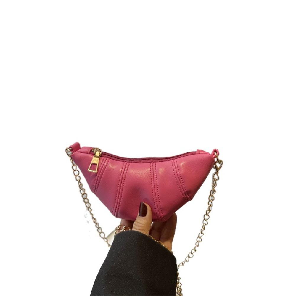 

Elegant Croissant Shoulder Bag PU Leather Small Storage Bag Portable Chain Crossbody Bag Travel розы красного