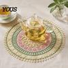 Washable Polyester Lace Coasters Round Colorful Doily, 11.42" Floral Placemat, Heat Insulation Mats for Dinner Plates Resistant Table Mat, Retro
