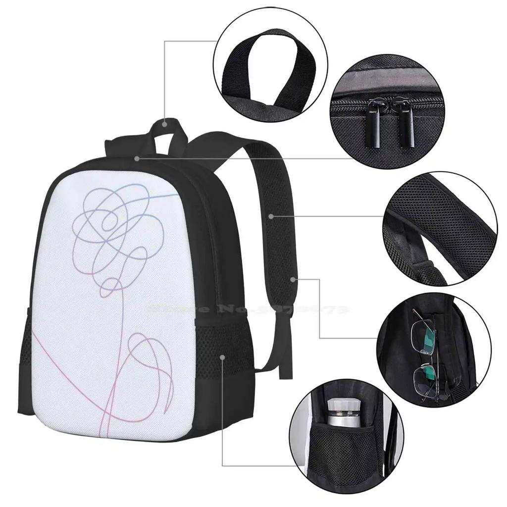 Love Yourself : Her-O Version Large Capacity School Backpack Laptop Bags Kpop Love Yourself Boys Flower Her Rap Monster