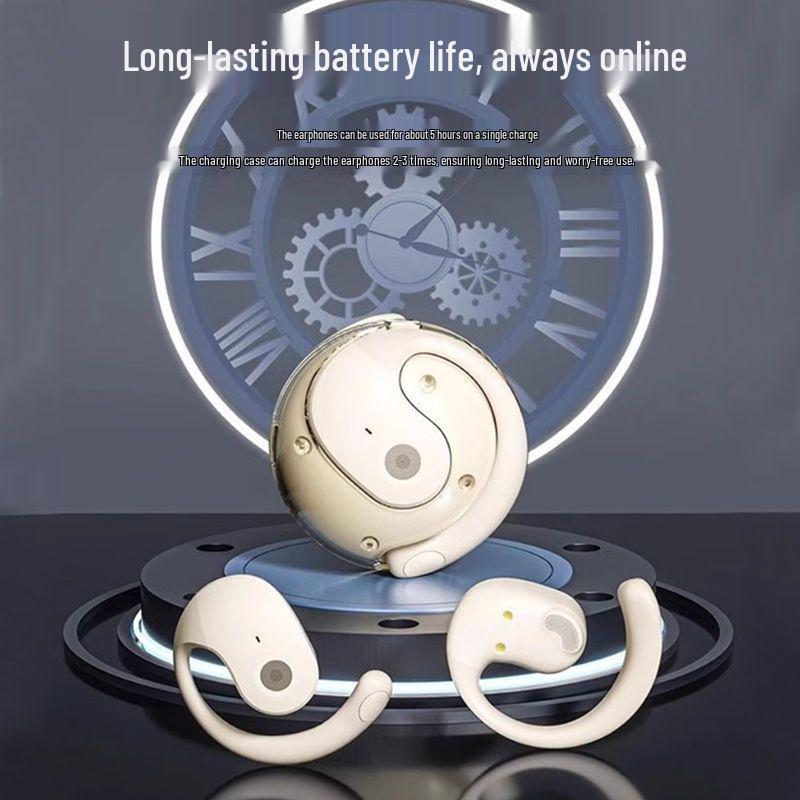 T2 Coconut Ball Ear-hook Bluetooth Earphones: Open Design, Long Battery Life, Noise Cancelling, High-Quality Sound for Sports.