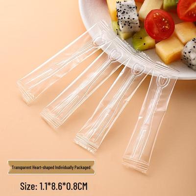 ZISIZ Disposable Individually Wrapped Heart Fruit Forks