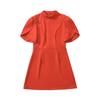 Spring New Women's Clothing European and American Style French Stand-up Collar Solid Color Back Bow Decorative Hollow Dress Women