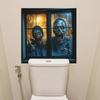 Zombie Horror Halloween Fake Window Pattern Wall Pasting Decorative Sticker