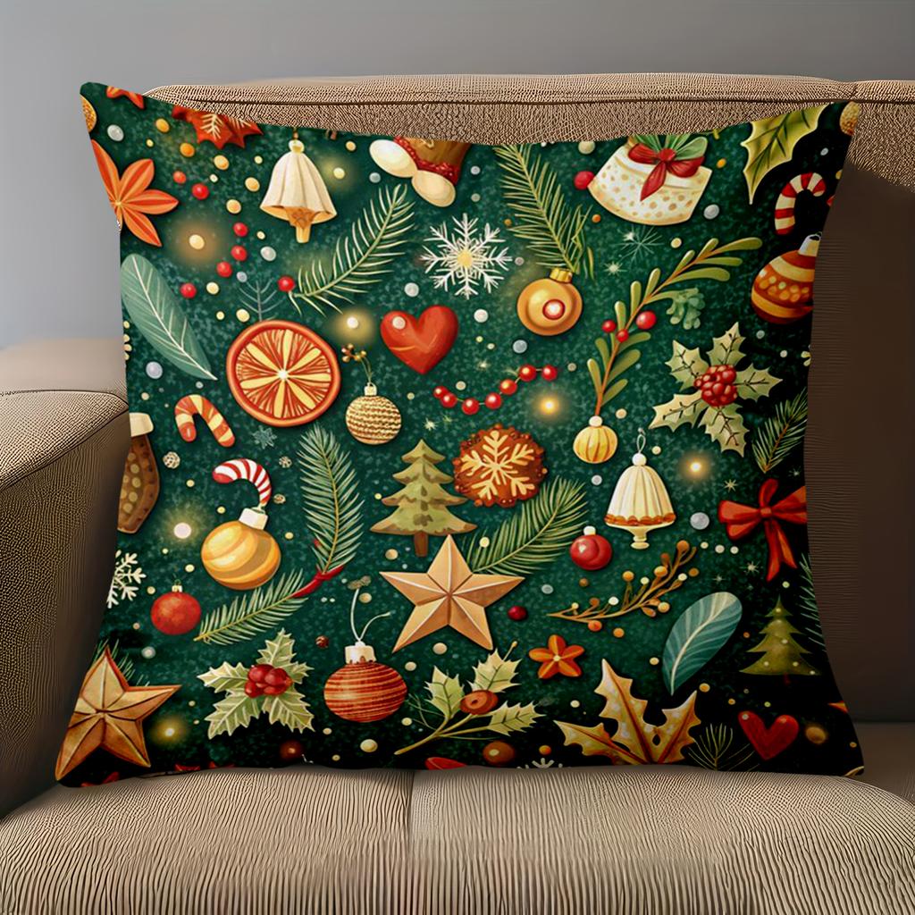 1 pieces-2D flat printing Christmas Patterned Throw Pillows Decorative Cushions Polyester pillowcase sofa decorative cushion cov