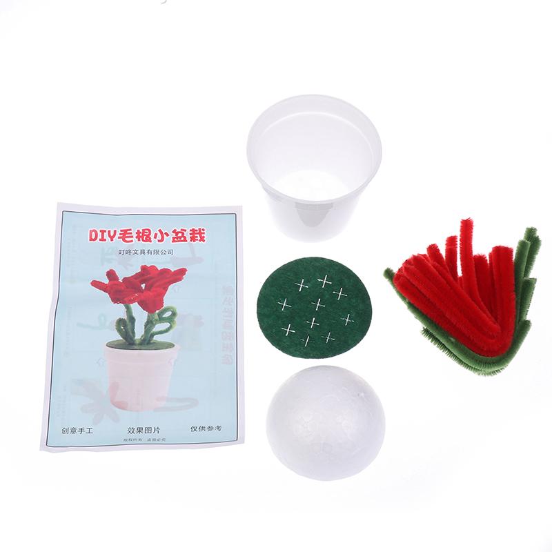 1 Set Kids Creativity Handicraft Diy Flower Pot Multicolour Chenille Stems Pipe Cleaners Handmade Children Toys