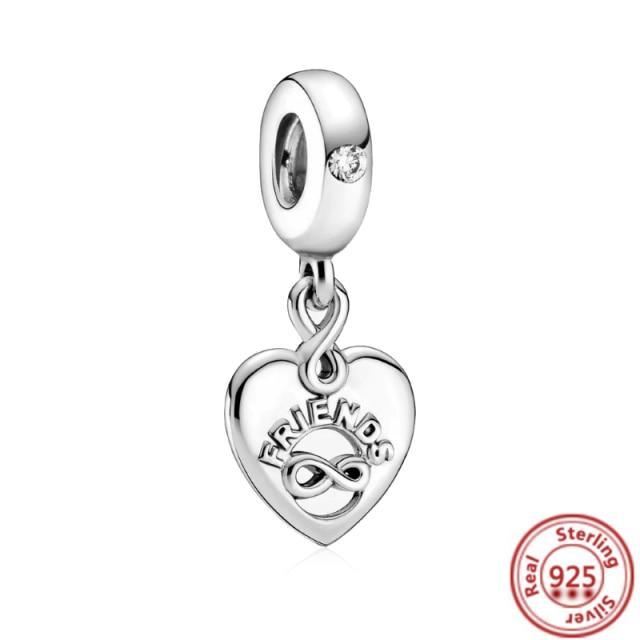 925 Silver Love Collection Beaded Pendant Charm Accessory Bracelet Women 'S Diy Jewelry