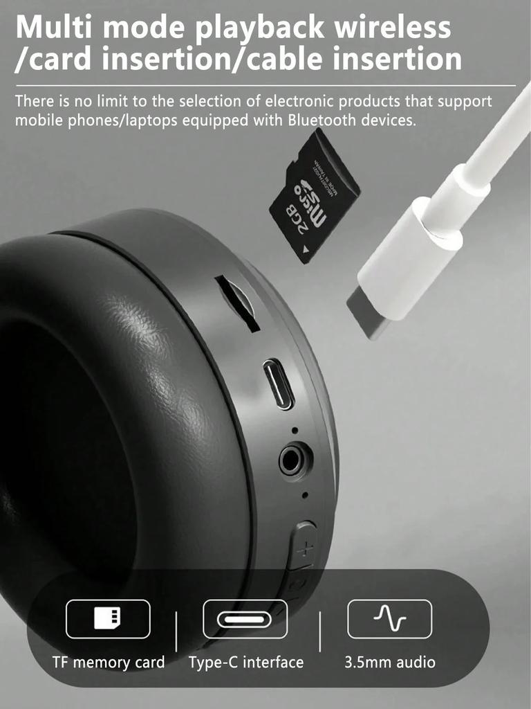 M5 Wireless Headset Bluetooth5.3 HiFi Stereo Earphones Noise Cancelling Gaming Headband Foldable with Mic Earbuds
