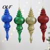 Holiday Party Decoration Accessories 6 Pcs Finial Drop Christmas Ornament, Glitter Shatterproof Plastic Decorative Hanging Ornaments for Home