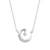 FANCIME Platinum Necklace for Women with Crescent Moon 7 Totaling Genuine Perfect for and Gift Motif, Lab-Grown Diamonds, 0.141ct (DEF/VS), Pt950,