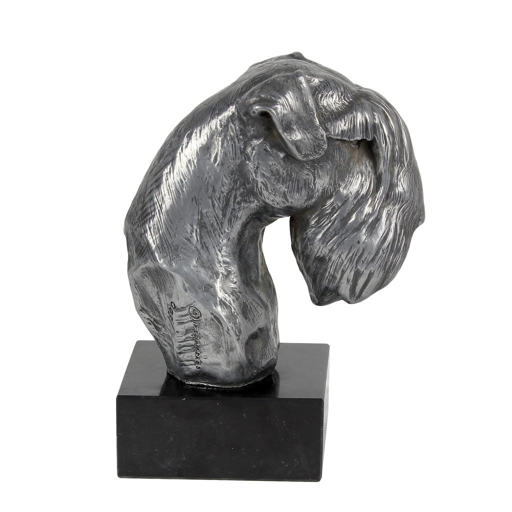 Schnauzer I - Figur auf Marmor, mit silbernem Metall überzogen, handgefertigt, Marke Art-Dog