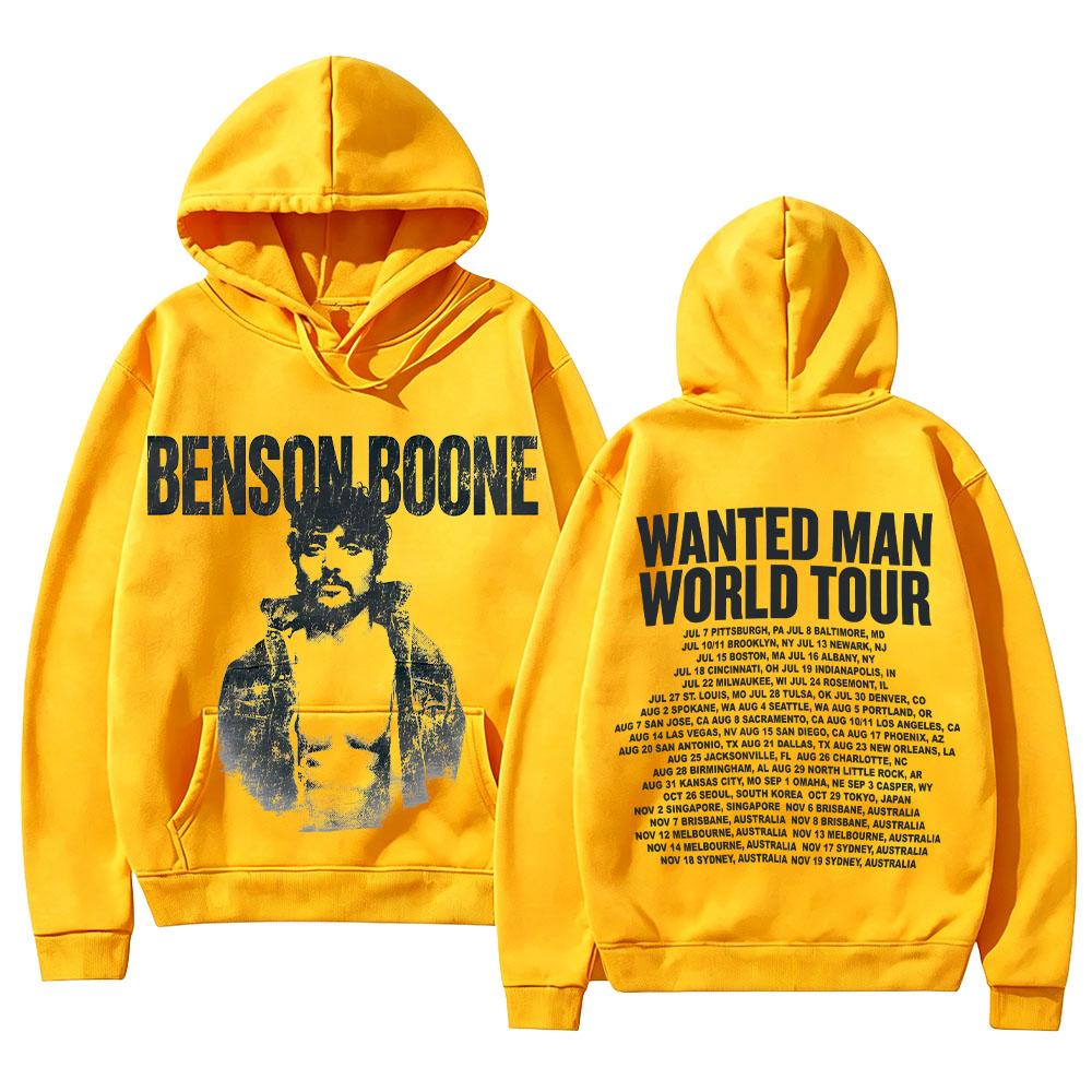 Benson Boone Merch Sweatshirts Wanted Man Asche Hoodie Mode High Street Kapuzenpullover Unisex Vintage Ästhetik Grafikdruck Pullover