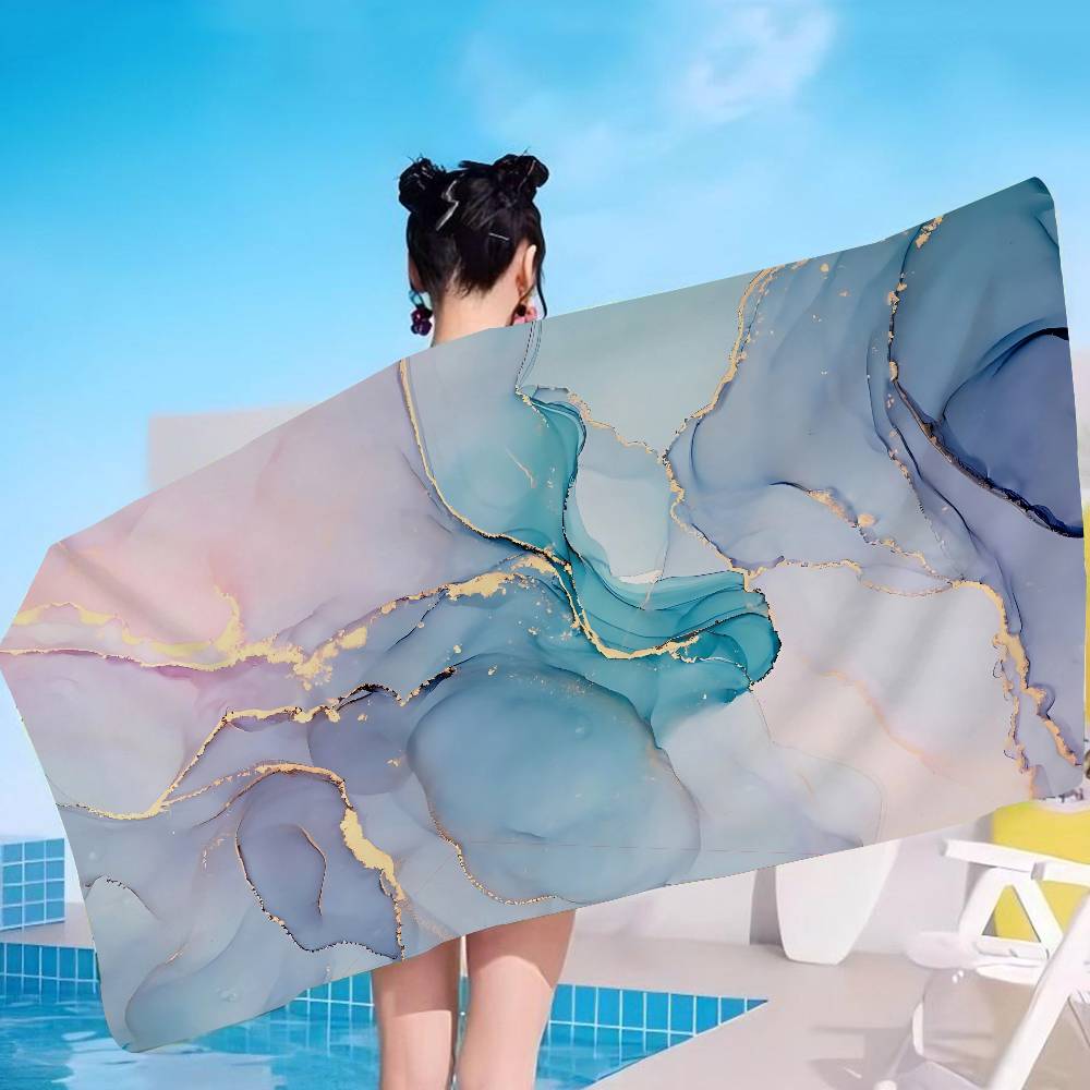 Stylish Marble Anime Beach Swimming Towel Soft Absorbent Washcloth Children's Gifts For Kids Travel Camping Gym