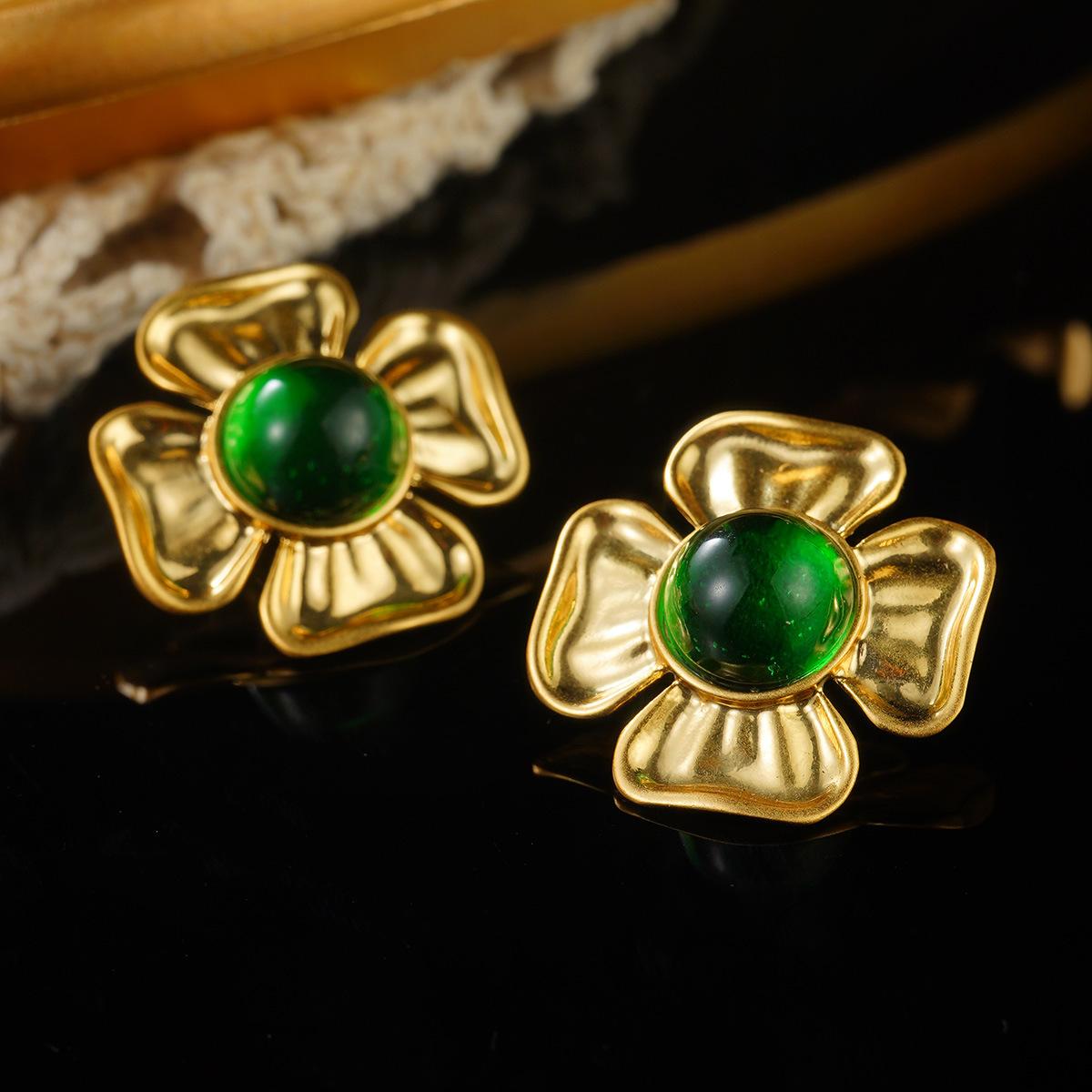 Court style portrait ancient coin earrings pearl flower new medieval vintage premium retro earrings