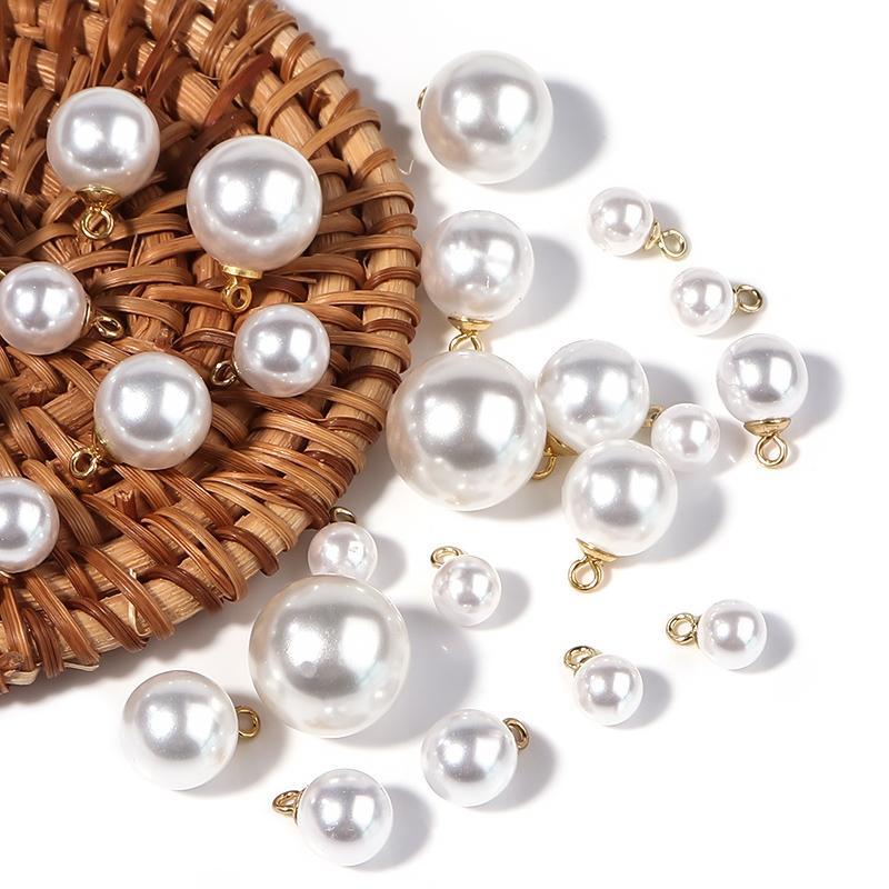 20Pcs/Lot Imitation Pearl Pendants White ABS Pearl Half Hole Beads for Jewelry Making DIY Necklace Earrings Charms Accessories