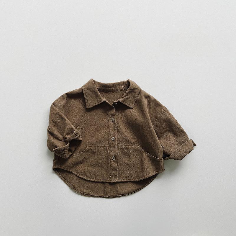 

Рубашка для мальчиков Детская Корейская Серия Лес Универсальный Модный Топ Повседневная Куртка для Девочек Детская Одежда 130 коричневый