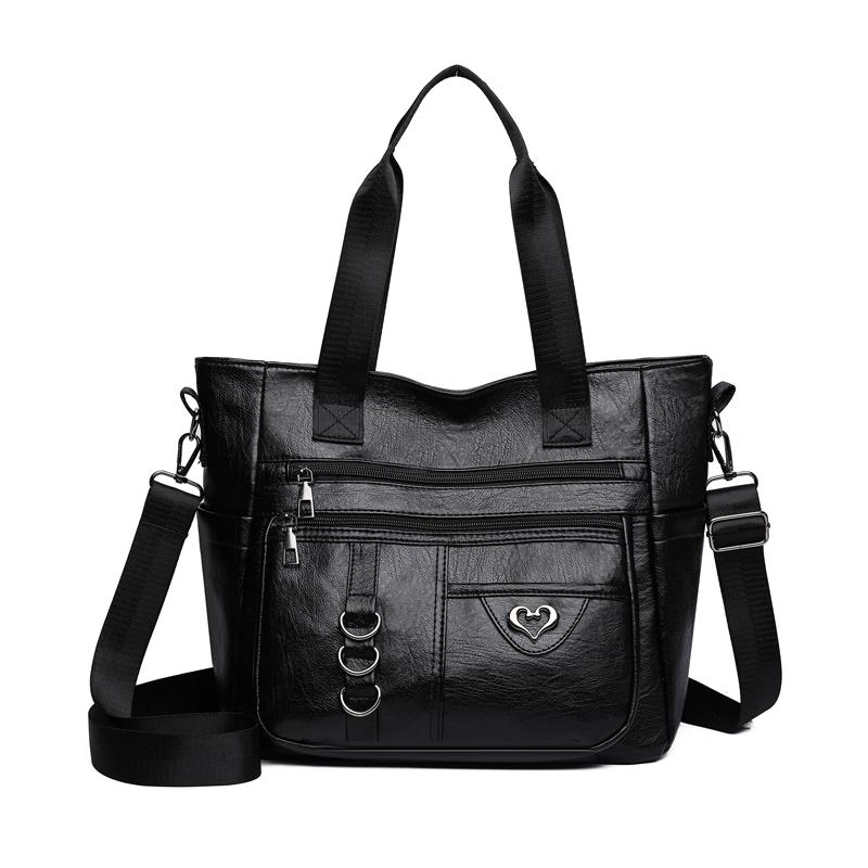 Middle-aged Women's Bag Multi-layer Shoulder Bag Soft Leather Handbag Large Capacity Crossbody Bag