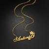 Atoztide Custom Name Necklace for Women with Flower Stainless Steel Jewelry Choker Chain Personalized Mother Kids Birthday Gift