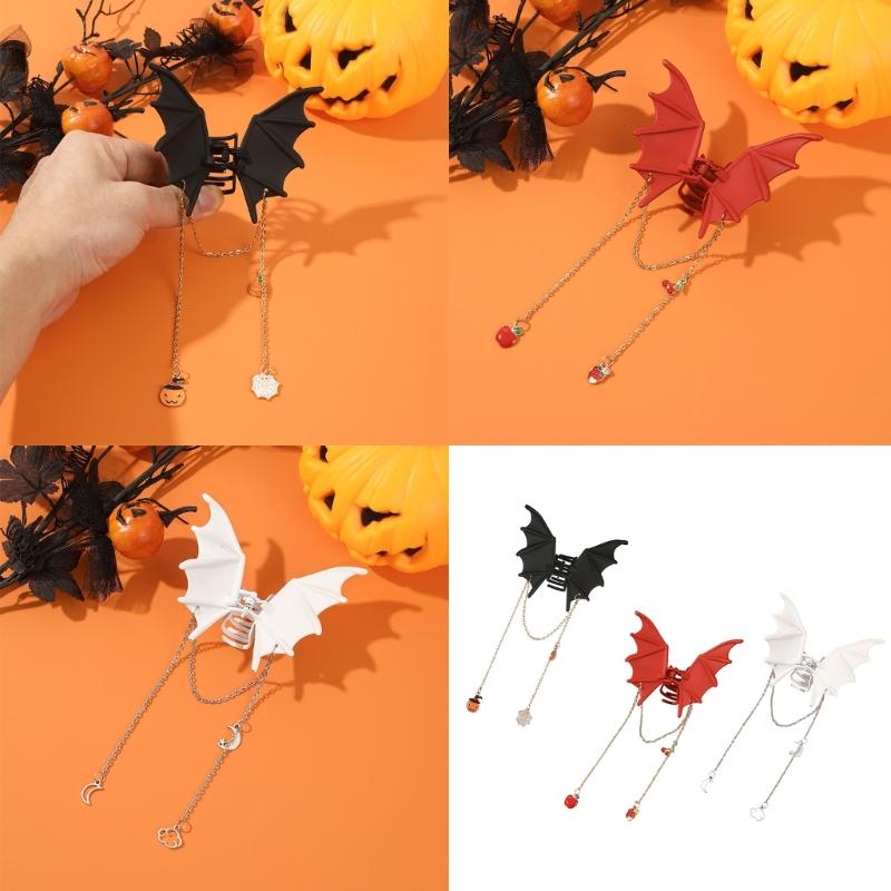 Halloween Bat Hair Clips for Women Tassels Bat Wing Hair Claw Clips Barrettes Punk Gothic Hair Styling Accessories Gift