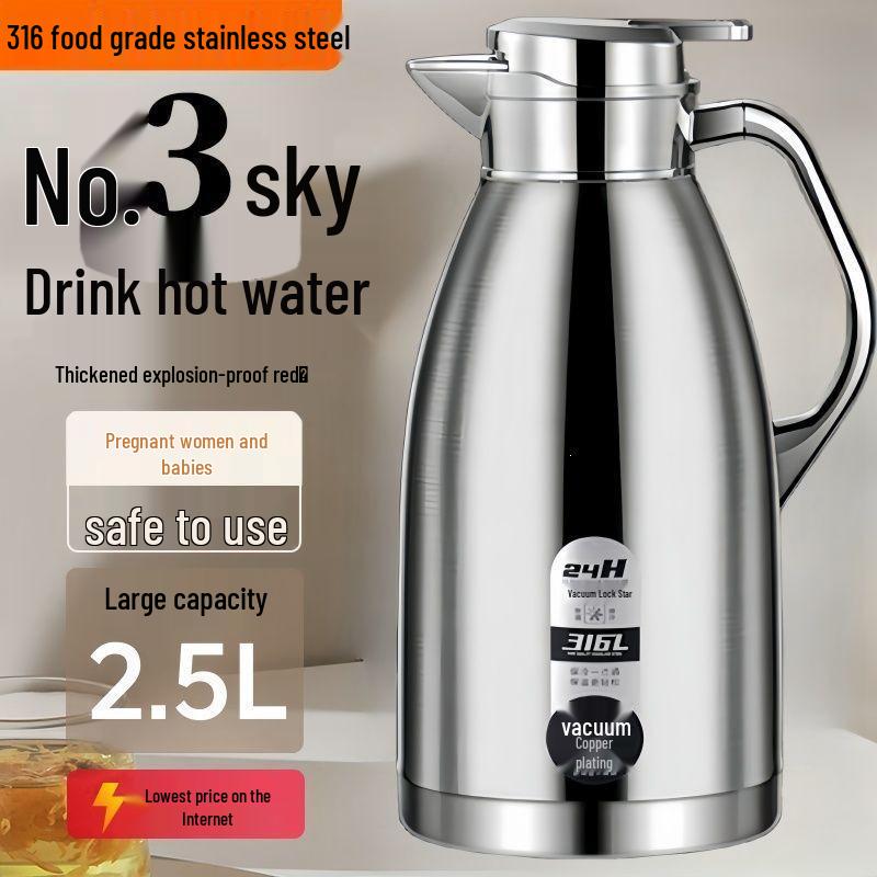 316 Stainless Steel Insulated Water Pot - Large Capacity Hot Water Pot for Home, Dorm, or Hotel Use 1L